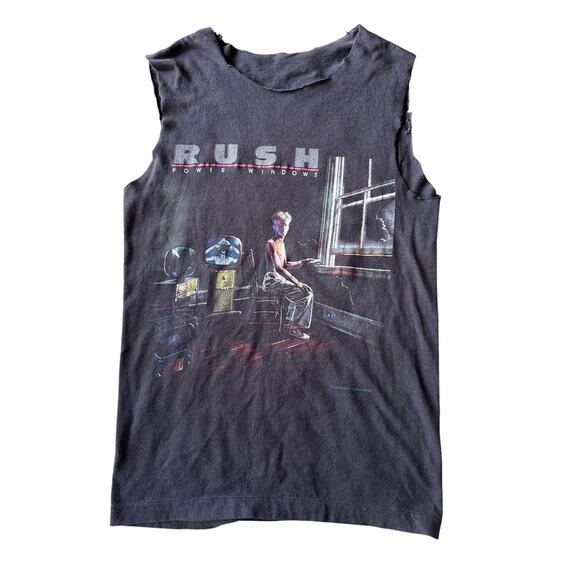 VTG Rush Power Windows Tour 85/86 Single Stitched Sleeveless Black XS Band Tee - Picture 1 of 7